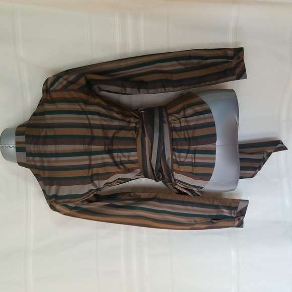 Zara Striped Wrap Blouse - Picture 4 of 8